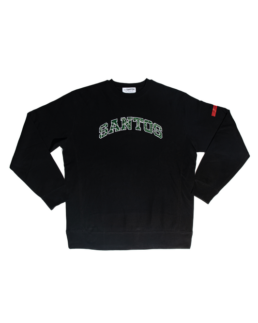 University Logo Crewneck (Black/Green Paisley)